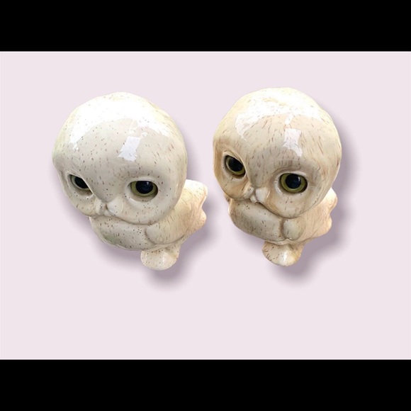 Owl Statues Vintage Studio Pottery Canada Set Of 2 Porcelain Figurines - Picture 3 of 9
